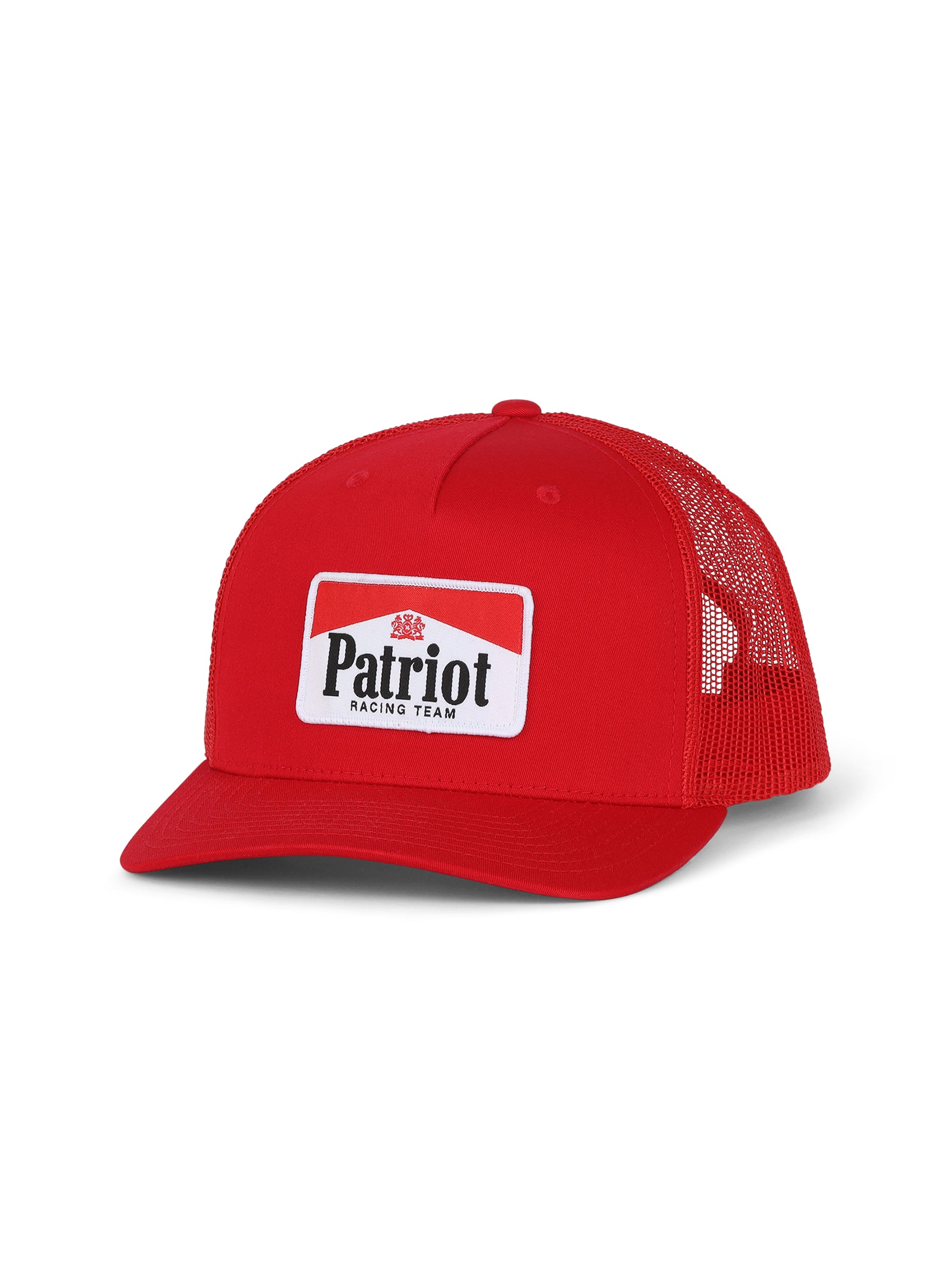 Patriot Racing Team Red Trucker Hat by The Brave Ones – bold red cap with embroidered patch