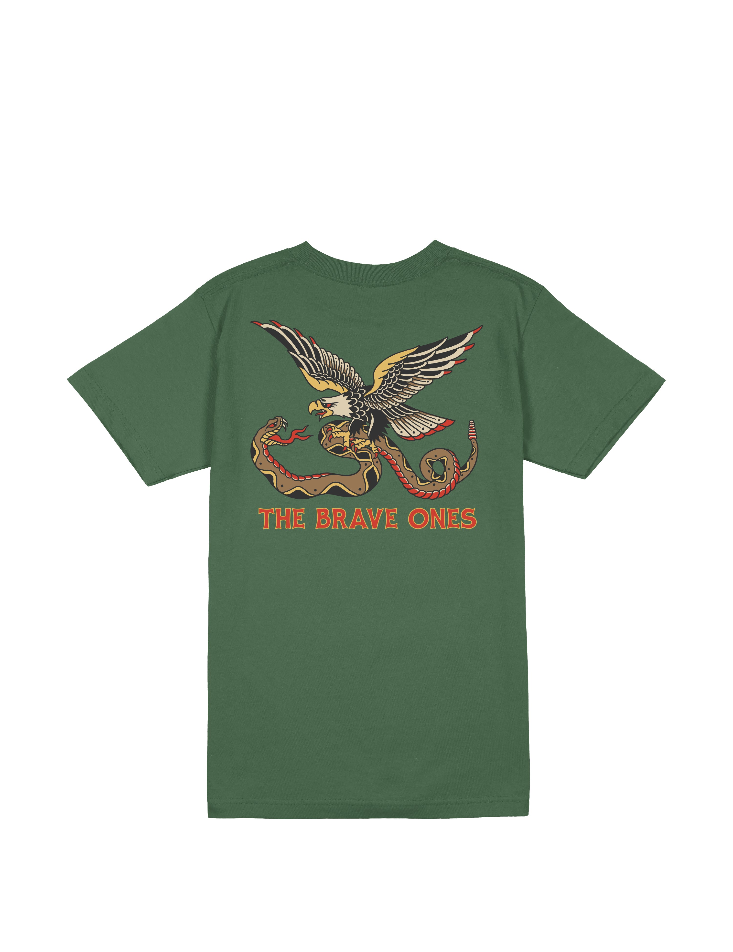 The Brave Ones tactical green patriotic tee with bold American strength design