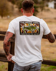 The Hawg T-shirt by The Brave Ones – Vintage white bass fishing tee with camo background