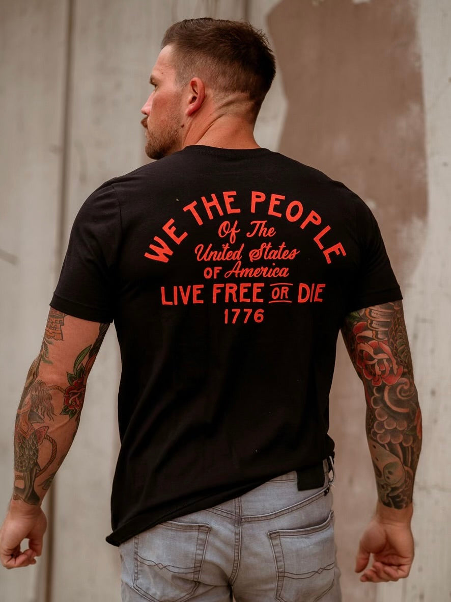 The Brave Ones black patriotic tee with We The People Constitution-inspired graphic