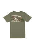 Close-up of the Mallard II T-Shirt featuring mallard in flight and Freedom in the Hunt text