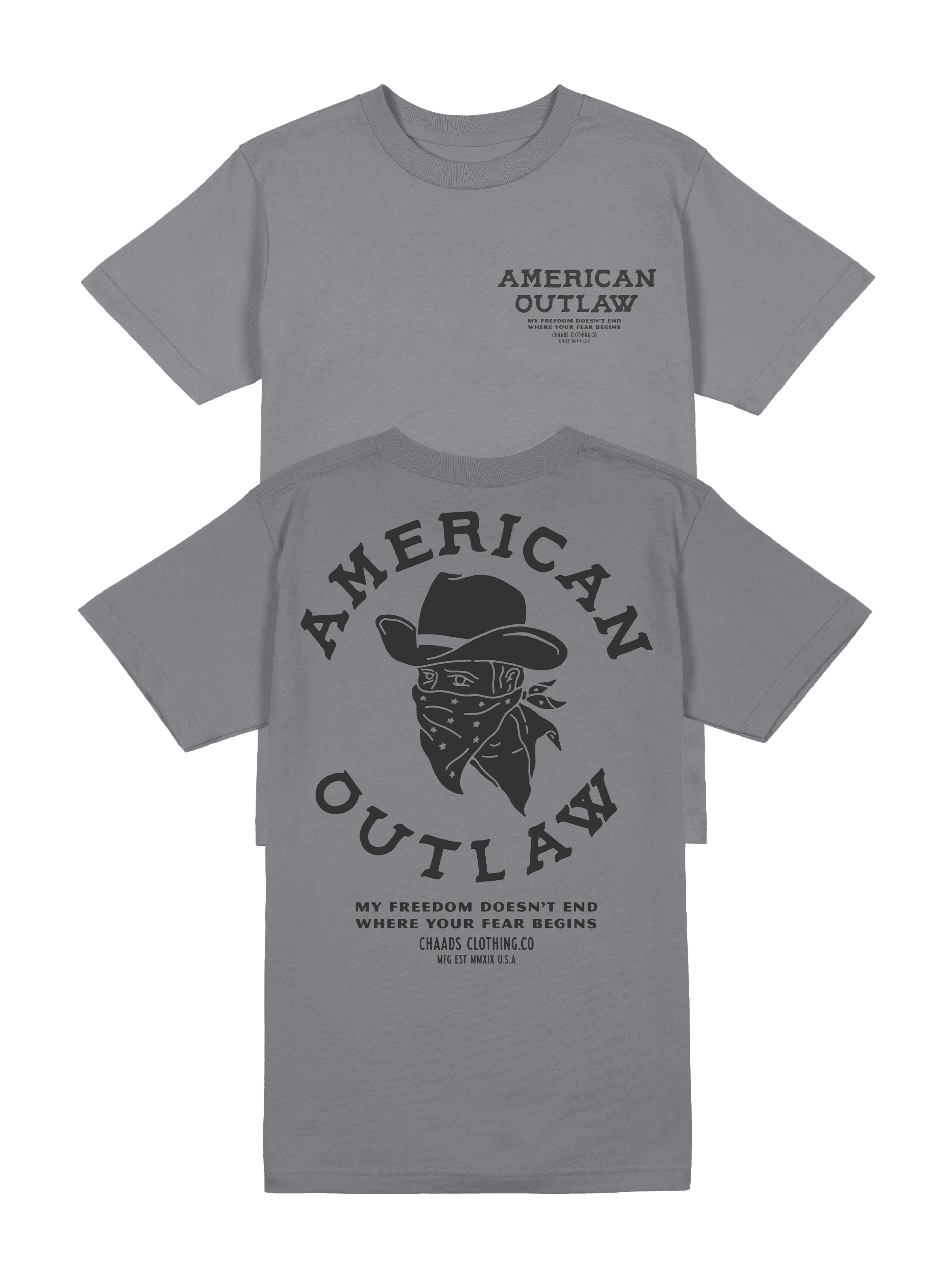 American Outlaw T-Shirt – Grey | The Brave Ones